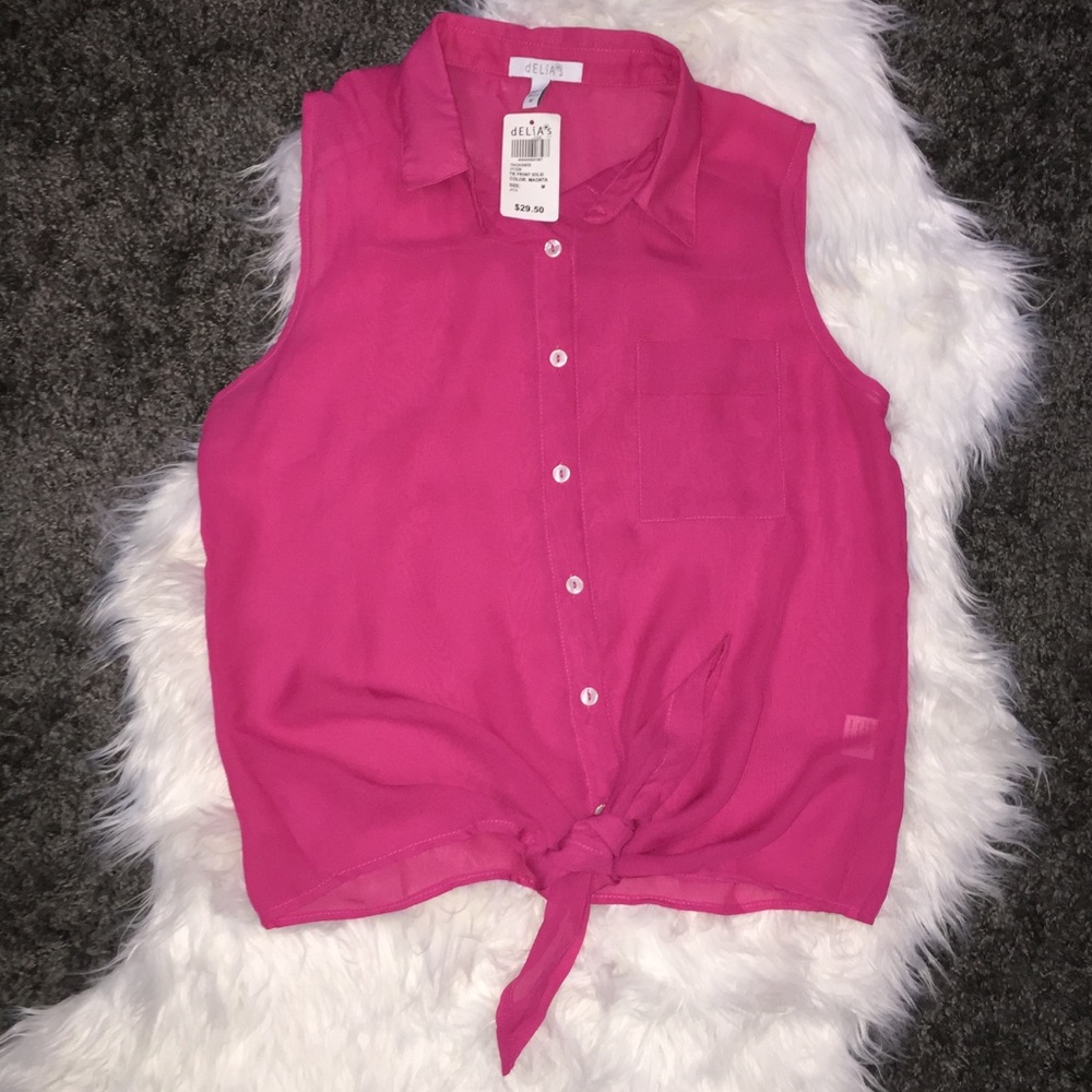 Delia’s Hot Pink Sleeveless Botton-up NWT